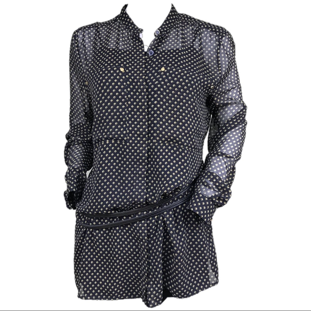 Michael Kors-Semi Sheer Black/Tan Tunic Top (384)